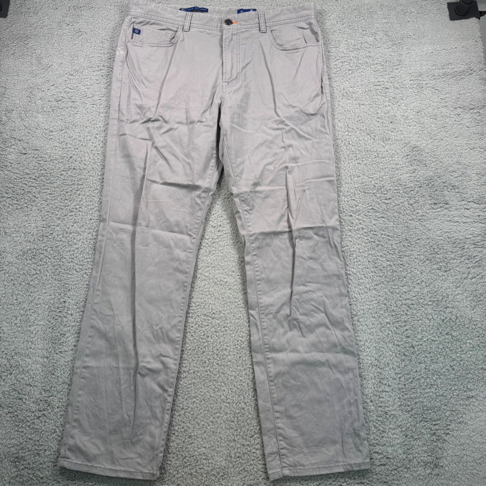Stitch Pants Mens 35x30 Grey Cotton Blend Stretch Straight‎ Leg Chinos